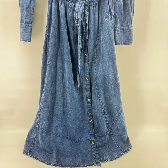 NWT Anthropologie Pilcro V-Neck Wrap Midi Denim cotton Dress Szxs western - Picture 6 of 16